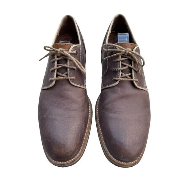 Johnston & Murphy Howell Plain Toe Brown Leather Derby Shoes Mens 11 M Preppy